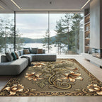Floral Swirl Art Nouveau Lily Design Rug