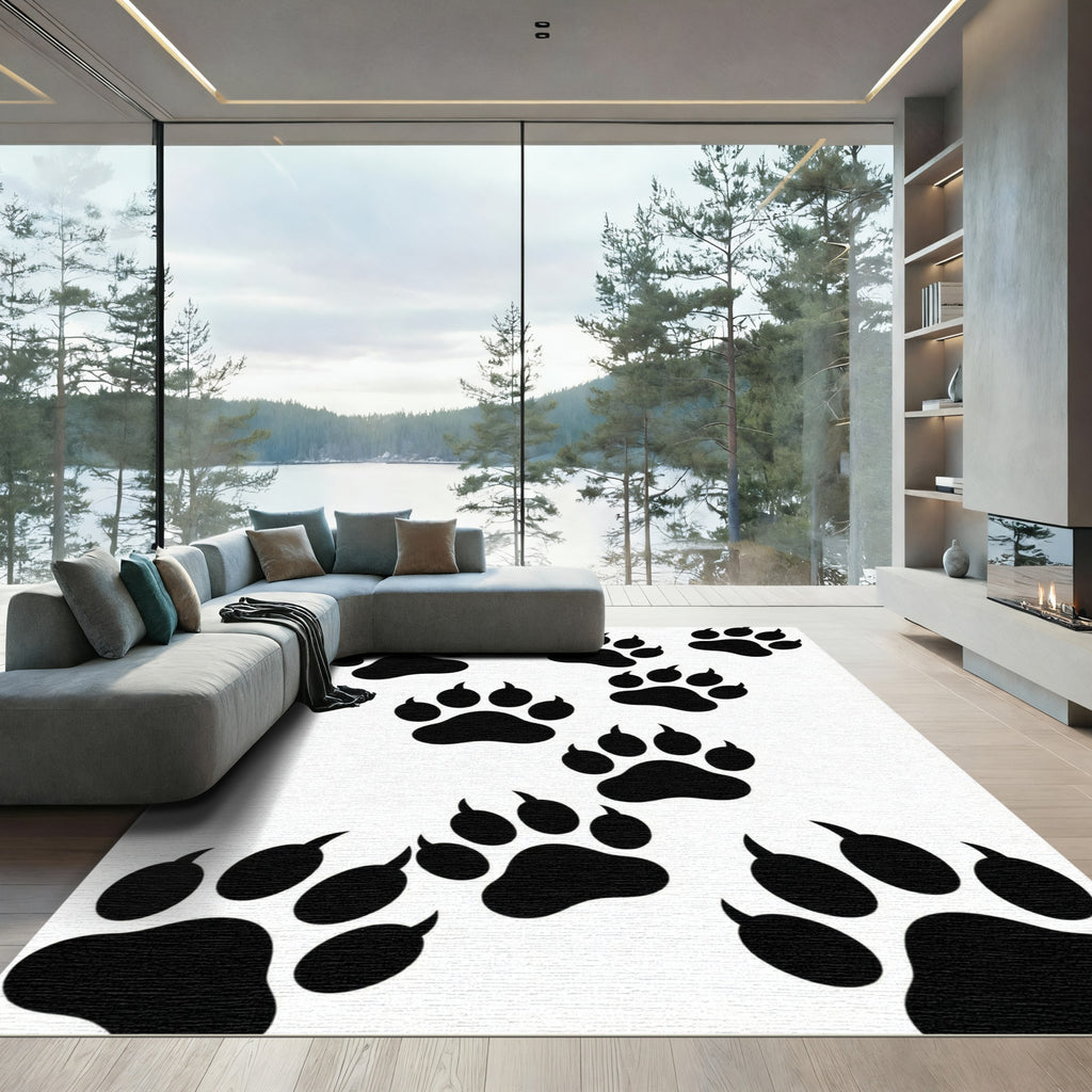 Black Paw Prints Scatter Rug