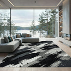 Monochromatic Abstract Brush Stroke Rug