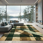 Rustic Earthy Plaid Overlay Rug
