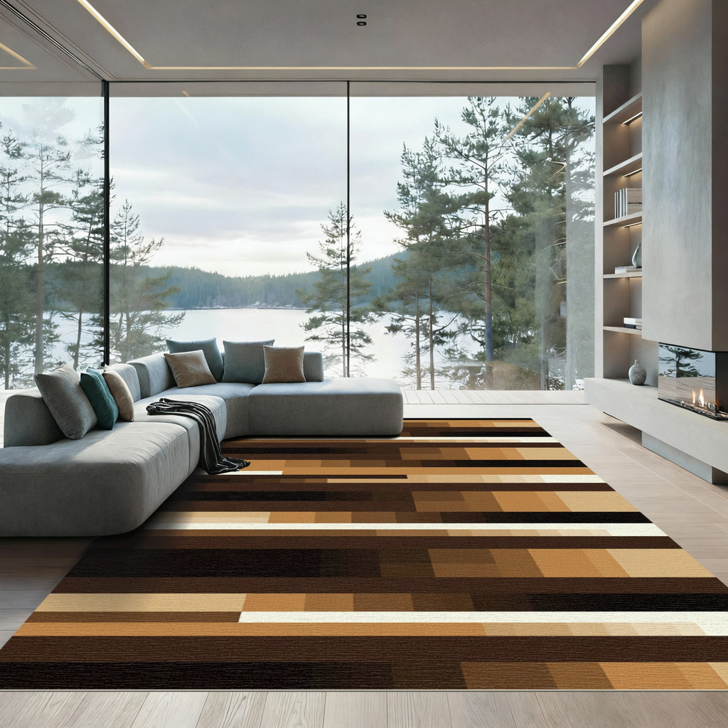 Earthy Tonal Horizontal Bar Rug