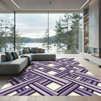 Lavender Geometric Interlocking Linear Lattice Rug