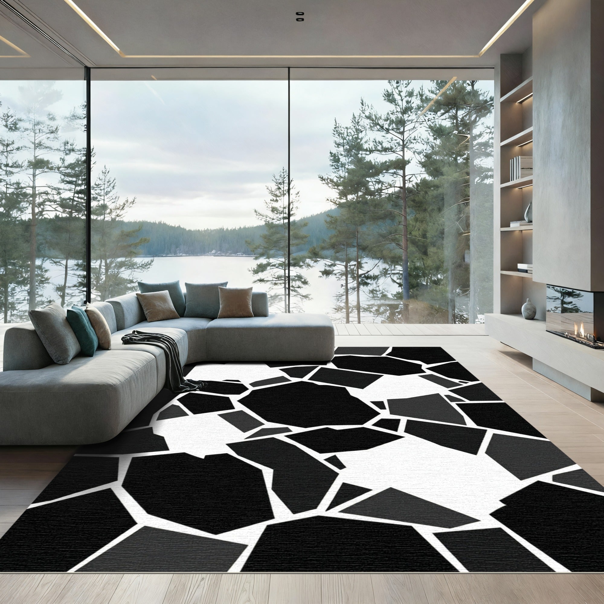 Monochromatic Fragmented Abstract Geometric Rug