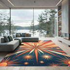 Radiant Golden Starburst Sunset Art Rug