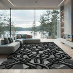 Industrial Silver Chain Link Geometric Rug