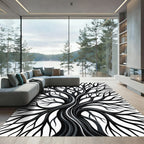 Monochromatic Bare Tree Branch Silhouette Rug