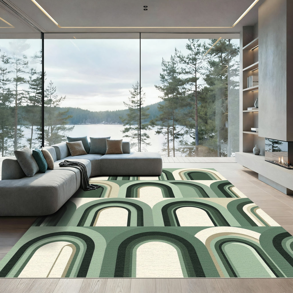 Retro Archway Green Gradient Rug
