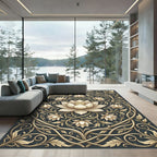Golden Lotus Floral Scrollwork Rug