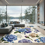 Shades of Blue Rose Garden Floral Rug