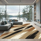 Abstract Earthy Brown Painted Stripe Rug