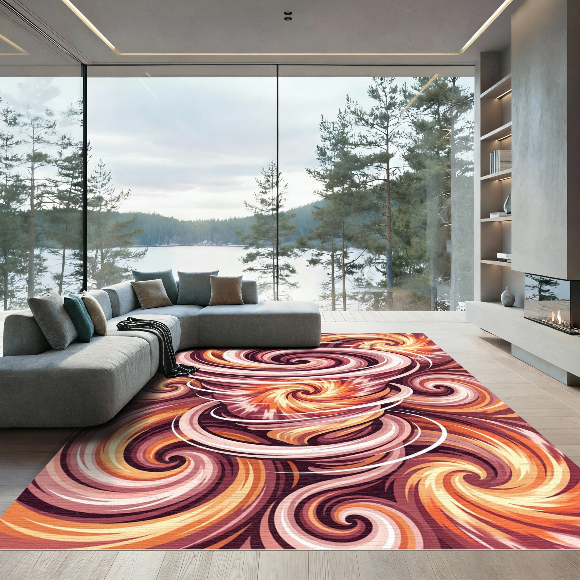 Vibrant Swirling Vortex Abstract Rug