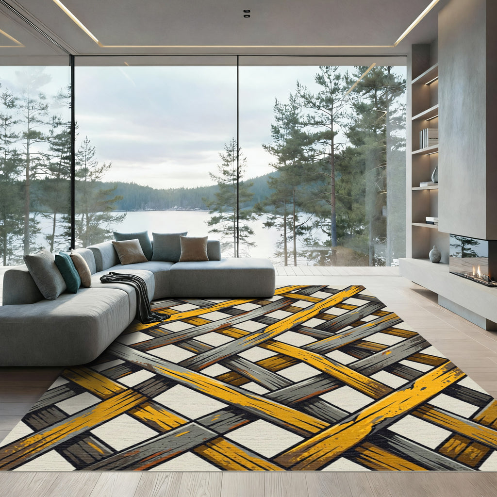 Rustic Woven Wood Intertwined Rug