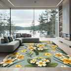 Yellow Narcissus and Primrose Spring Garden Rug
