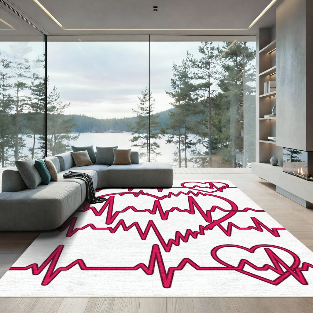 Crimson Heartbeat Pulse Wave Rug