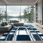 Nautical Yacht Deck Striped Blue Rug