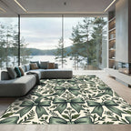 Sage Green Ribbon and Floral Trellis Rug