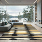 Modern Neutral Earthy Hued Horizontal Brushstroke Rug