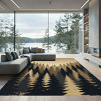Earthy Bronze Forest Pine Silhouette Rug
