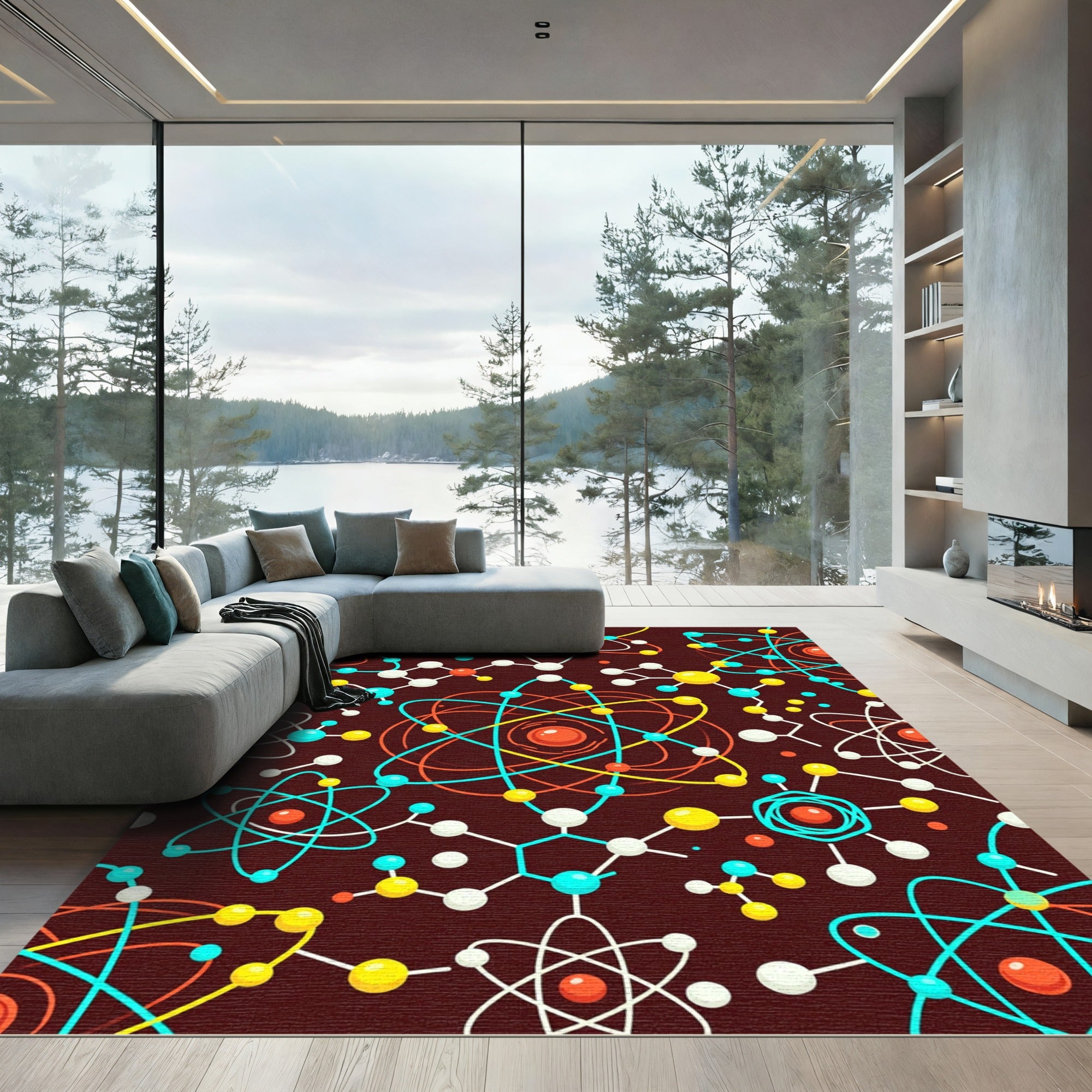 Scientific Atom and Molecular Chart Graphic Rug