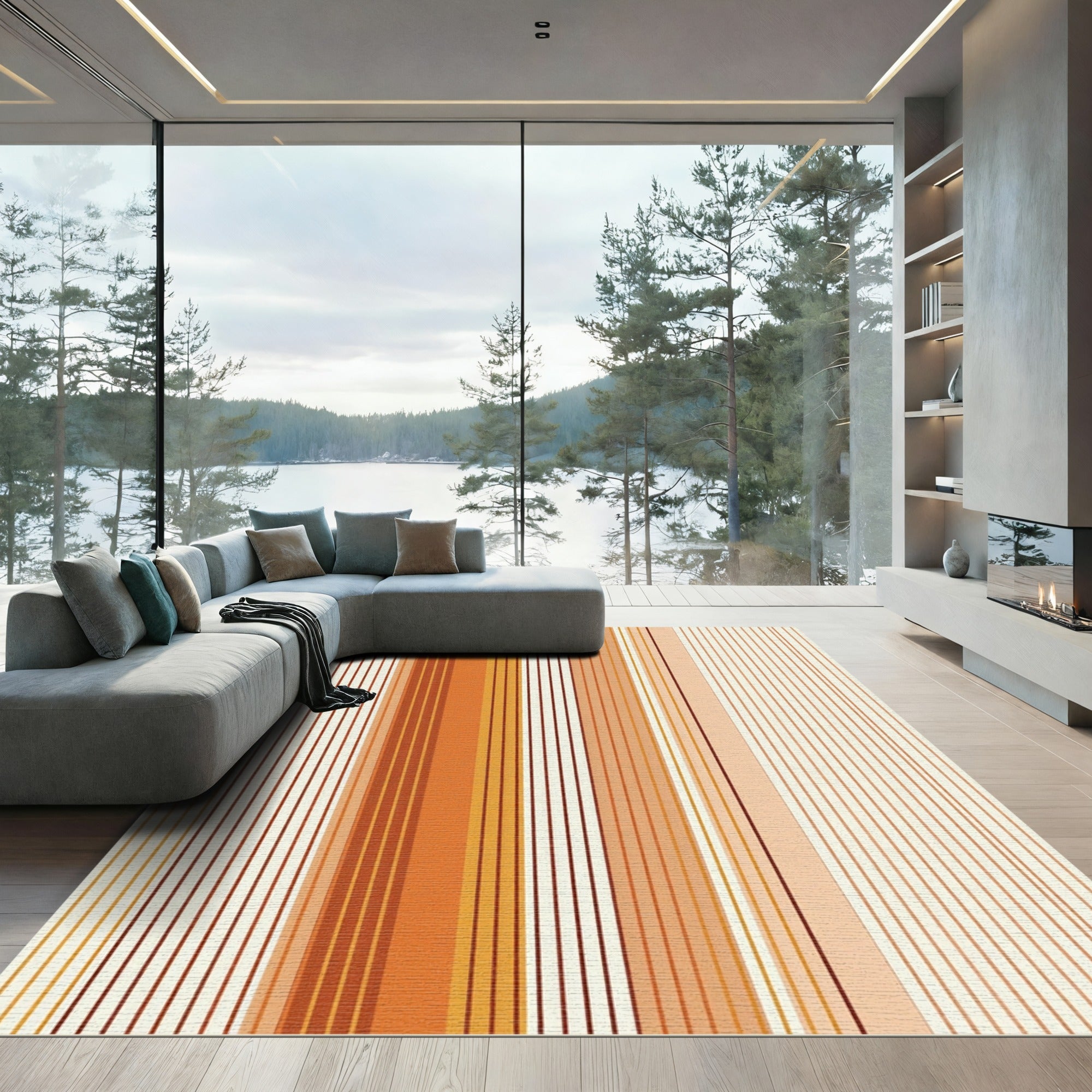 Warm Earthy Tones Vertical Stripe Rug