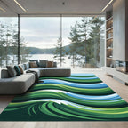 Abstract Emerald Ocean Flowing Wave Rug