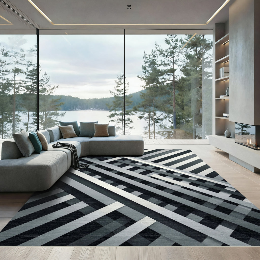 Monochromatic Intersecting Slats Stripe Rug
