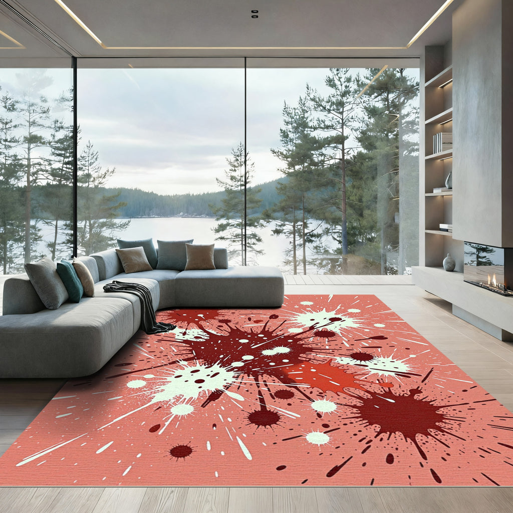 Explosive Red Crimson Splatter Splash Rug