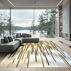 Gleaming Gold Vertical Stripe Accent Rug