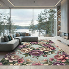 Elegant Pastel Peony Floral Wreath Rug