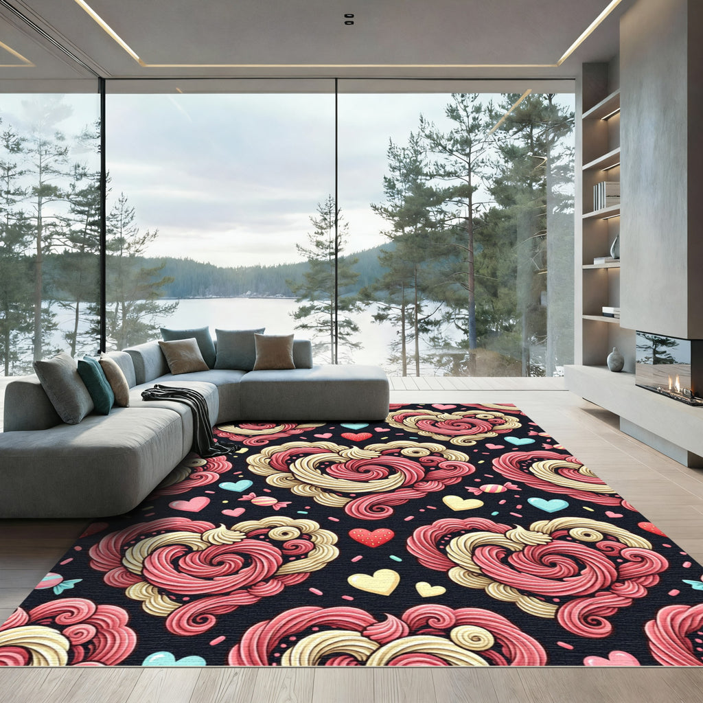 Sweet Swirl Hearts Candy Confetti Rug