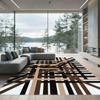 Modern Earthy Tone Intersecting Lines Rug