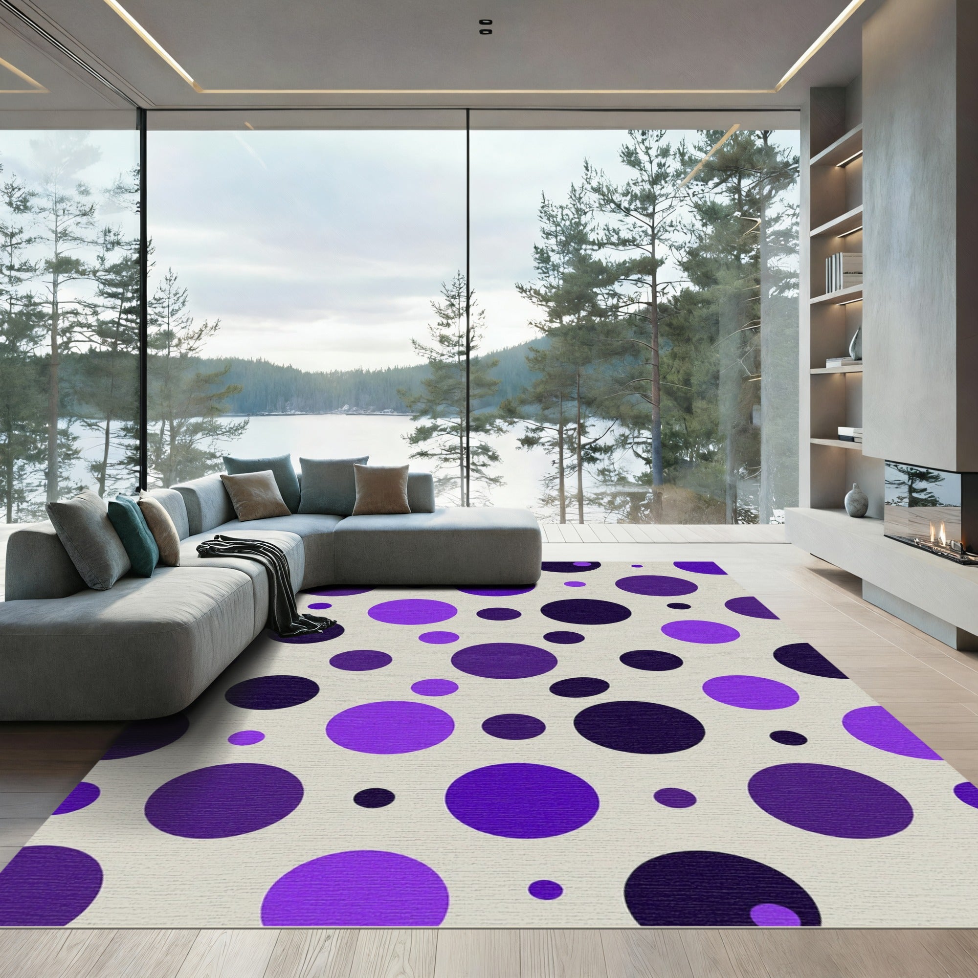 Violet Purple Dotted Scatter Rug