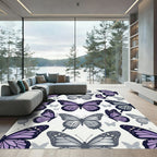 Elegant Lavender and Slate Butterfly Field Rug