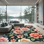 Romantic Peach and Blush Floral Bouquet Rug
