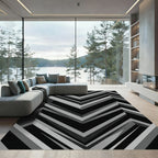 Modern Monochrome Chevron Geometric Art Rug