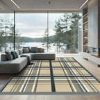 Classic Tan Plaid Grid Arrangement Rug