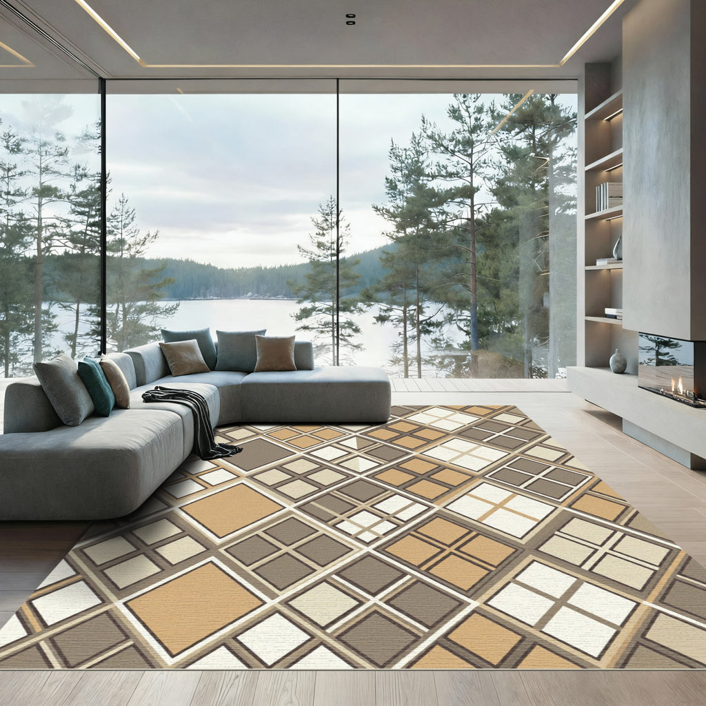 Modern Neutral Diamond Argyle Rug