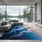 Blue White Swirling Vapor Stripes Rug