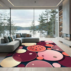 Coral Pink Circle Mosaic Rug