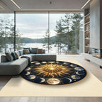 Celestial Gold Sun and Moon Phase Rug