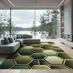 Golden Hexagon Deep Emerald Mosaic Rug