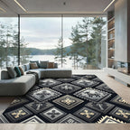 Tribal Diamond Cross Animal Relief Rug