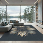 Gilded Tropical Palm Leaf Mandala Rug