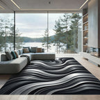 Chic Silver Swirl Modern Lines Rug