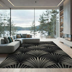 Art Deco Black Palm Fan Rug