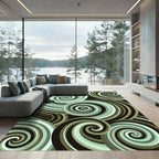 Mint Swirls Abstract Composition Rug