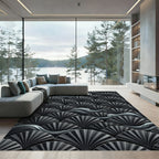Dark Grey Fan Waves Rug