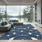 Indigo Geometric Japanese Wave Arch Rug
