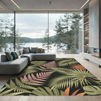 Lush Tropical Fern and Palm Foliage Rug