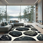 Dark Pebble Arrangement Graphic Art Rug